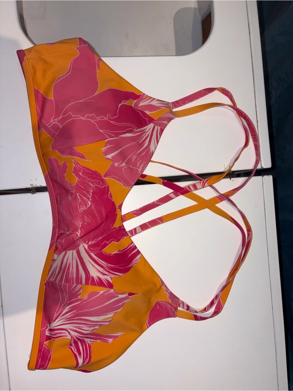 Athleta Pink & Orange Floral Bikini Top